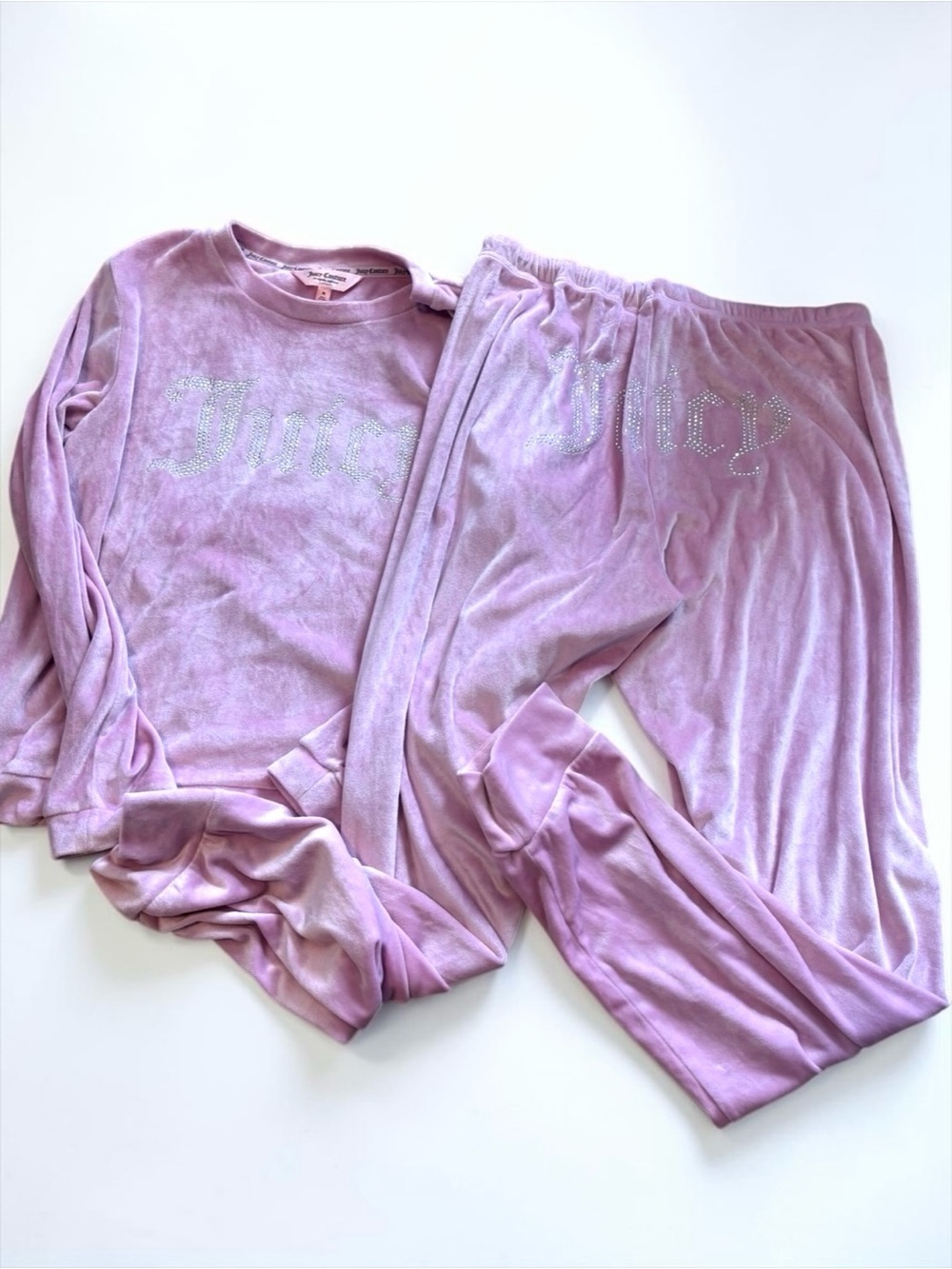Juicy Couture Pink Silver Cozy Matching Set Bejeweled Bling Size M